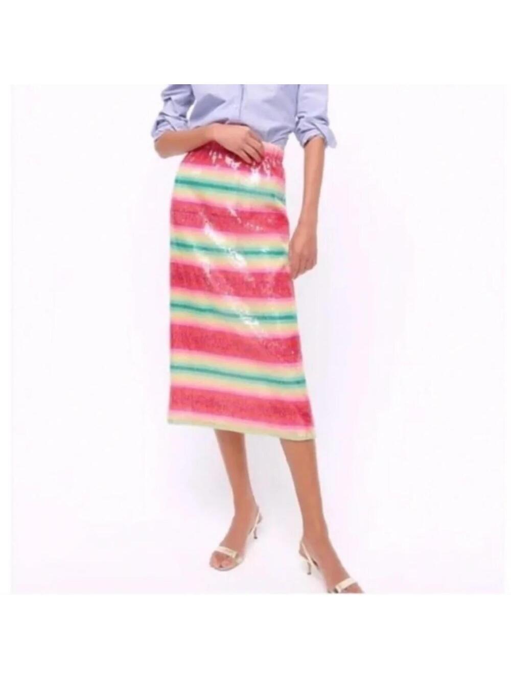 J.Crew Collection Sequin Striped Midi Skirt - XS